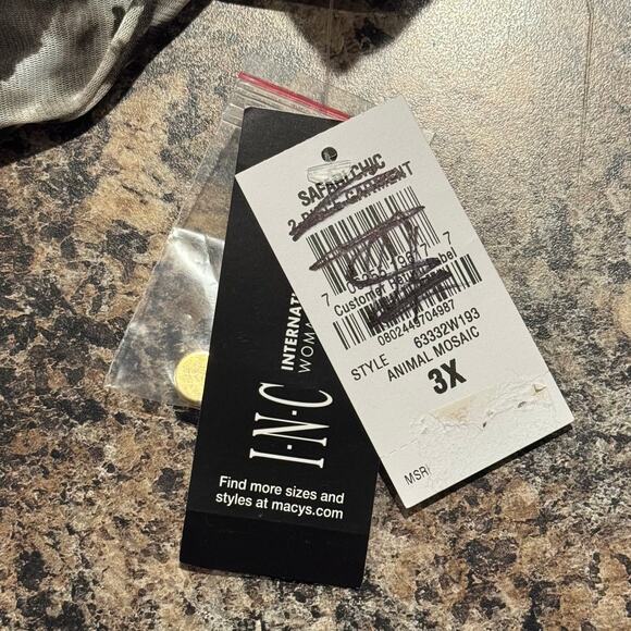 NWT INC Top Sheer Animal Y2K Coquette Grunge Cottage Academia Safari Button 3X - Picture 5 of 7